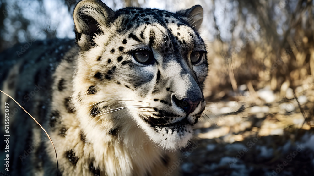 Obraz premium The Majestic Snow Leopard in its Natural Habitat. Generative AI