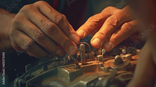 A mechanic is repairing a car