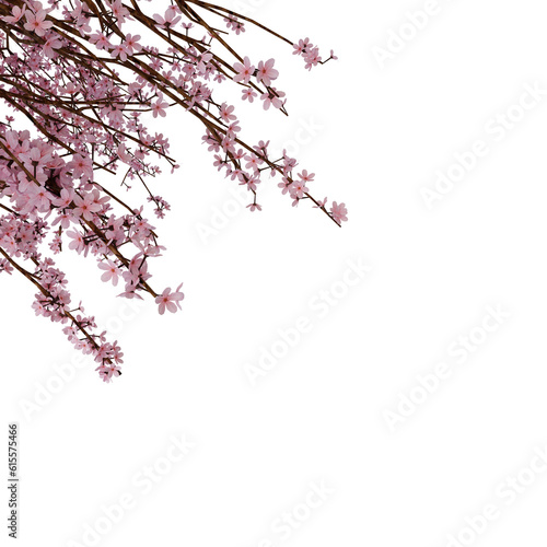 Pink Sakura Frame Cherry Blossom. Realistic 3D Render. Cut Out. © Kateryna Artamonova