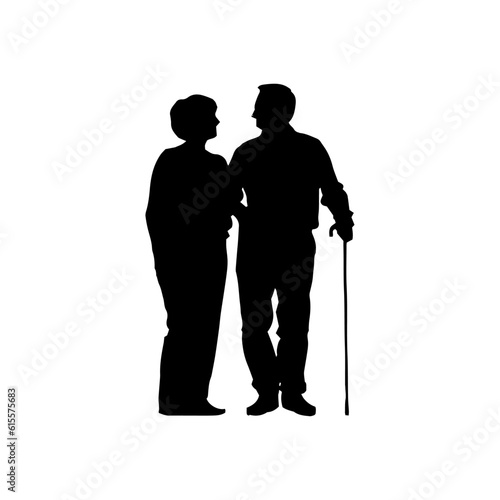 Vector illustration. An elderly couple of pensioners.