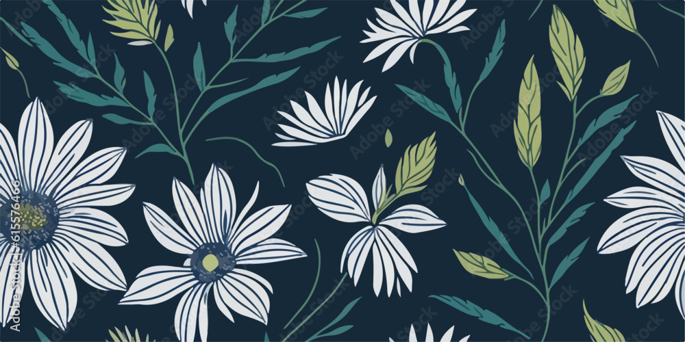 Nature-Inspired Aster Leaf Pattern for Fabric and Wallpaper