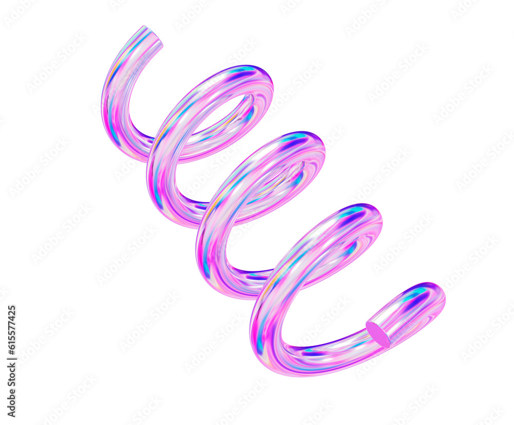 3d holographic geometric shape spiral. Metal simple figure for your design on isolated background. 3d rendering illustration. 3d holographic geometric shape spiral. Metal simple figure for your design on isolated background. 3d rendering illustration.