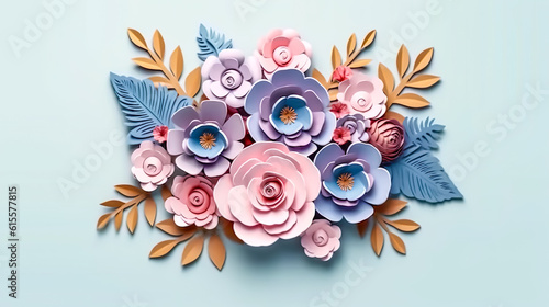 3D animierter Blumenstrauß mit schönen Farben (Generative AI)