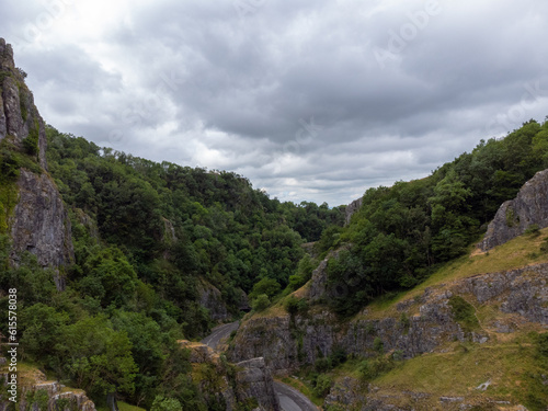 Cheddar gorge somerset england uk from the air drone 