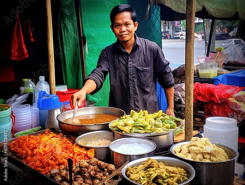 street food locale, cibo nei mercati del mondo, ristorante locale in paesi asiatici,  photo