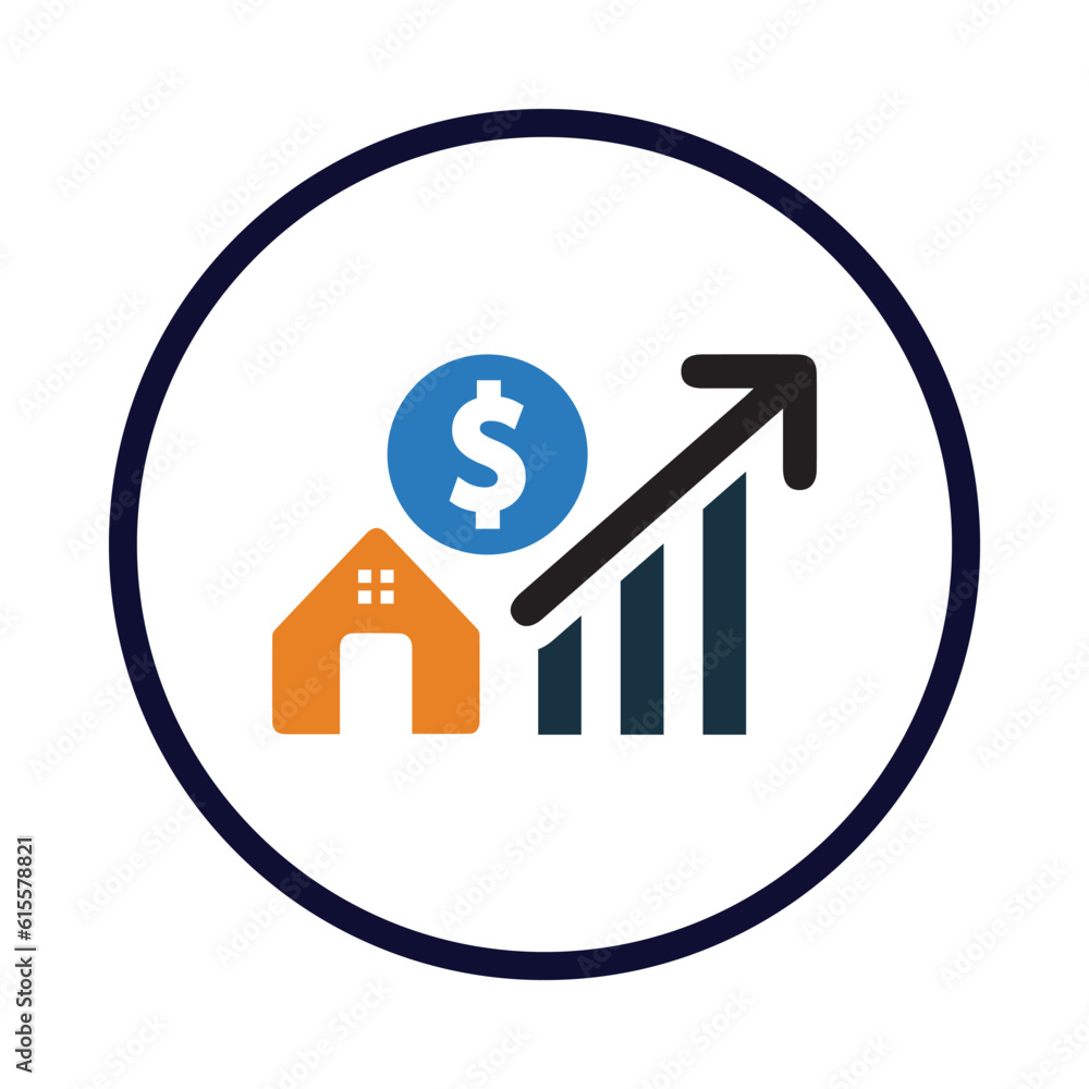 home, house, money, dollar, growth, graph, chart, house market growth icon home, house, money, dollar, growth, graph, chart, house market growth icon