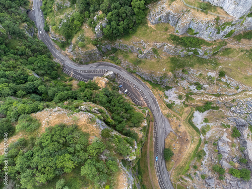Cheddar gorge somerset england uk from the air drone