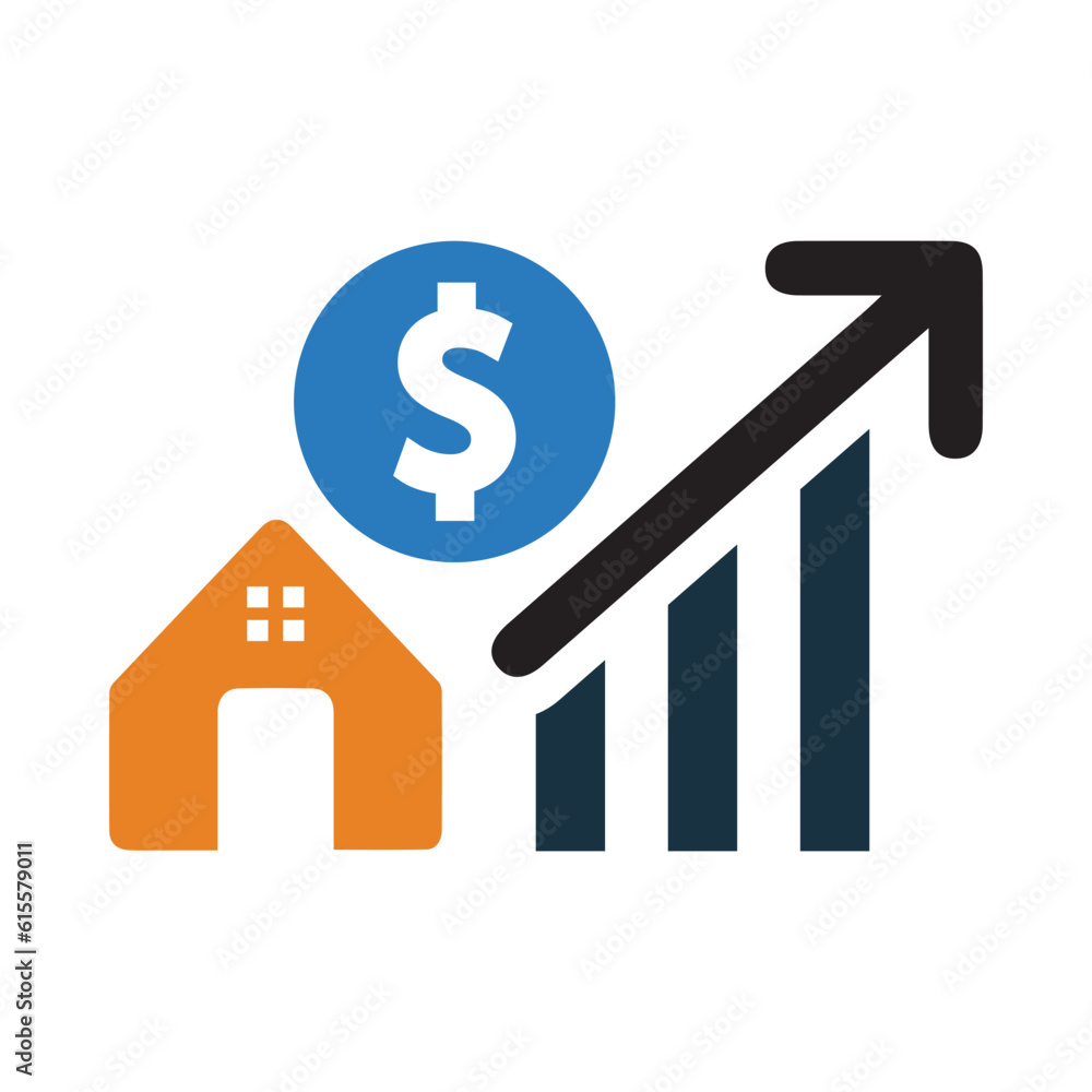home, house, money, dollar, growth, graph, chart, house market growth icon home, house, money, dollar, growth, graph, chart, house market growth icon