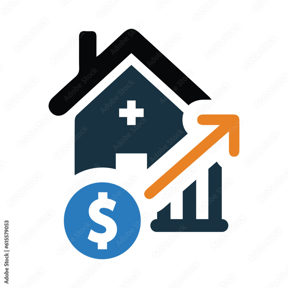 home, house, money, dollar, growth, graph, chart, house market growth icon home, house, money, dollar, growth, graph, chart, house market growth icon