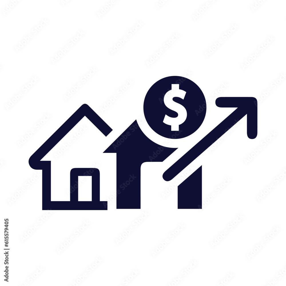 home, house, money, dollar, growth, graph, chart, house market growth icon home, house, money, dollar, growth, graph, chart, house market growth icon