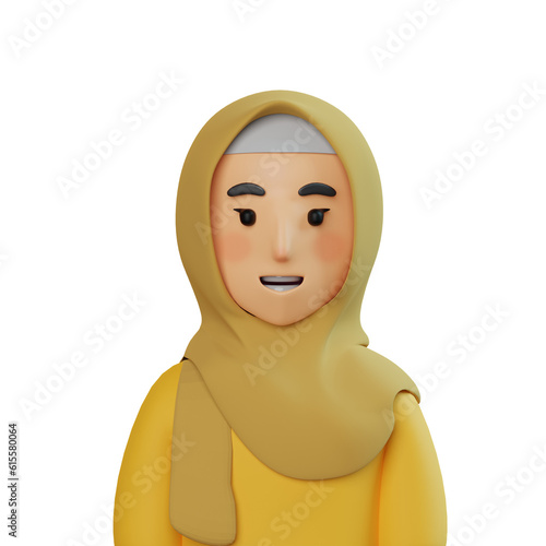 Yellow lady hijab 3D Avatar
