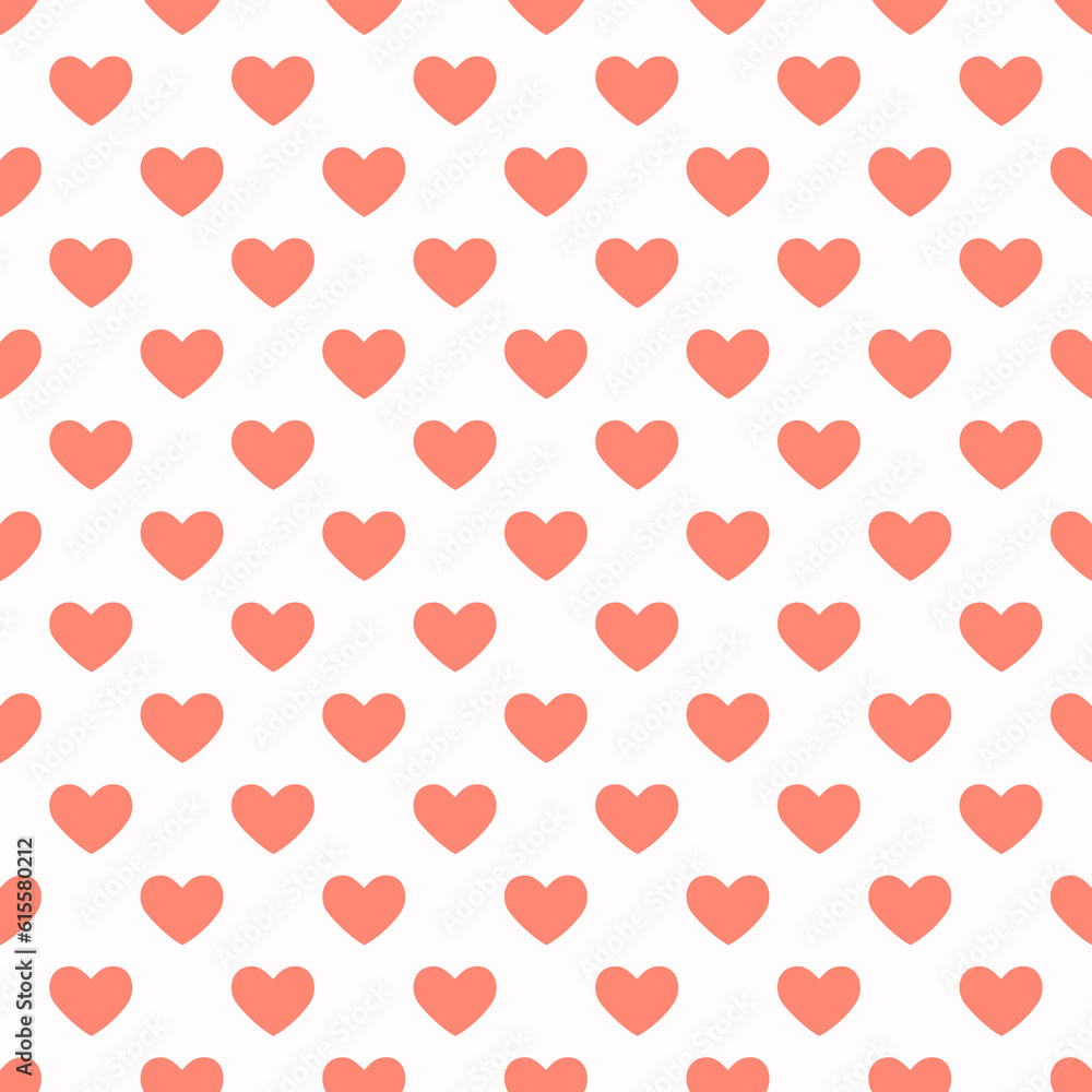 Seamless pink white heart pattern background.Simple heart shape seamless pattern in diagonal arrangement. Love and romantic theme background.