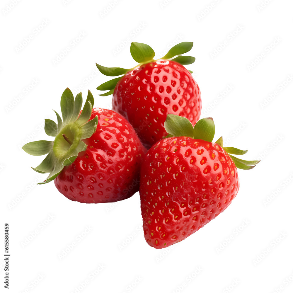 Red Strawberry isolated on white background with clipping path. Full Depth of field. Focus stacking. PNG. Generative AI Red Strawberry isolated on white background with clipping path. Full Depth of field. Focus stacking. PNG. Generative AI