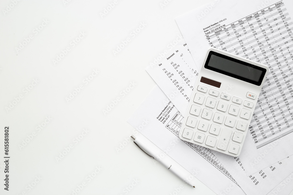 Financial business report preparing with calculator on office table Financial business report preparing with calculator on office table
