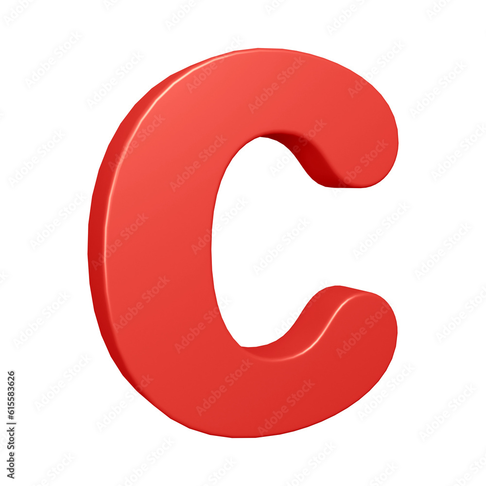 Red alphabet letter c in 3d rendering for education, text concept Red alphabet letter c in 3d rendering for education, text concept