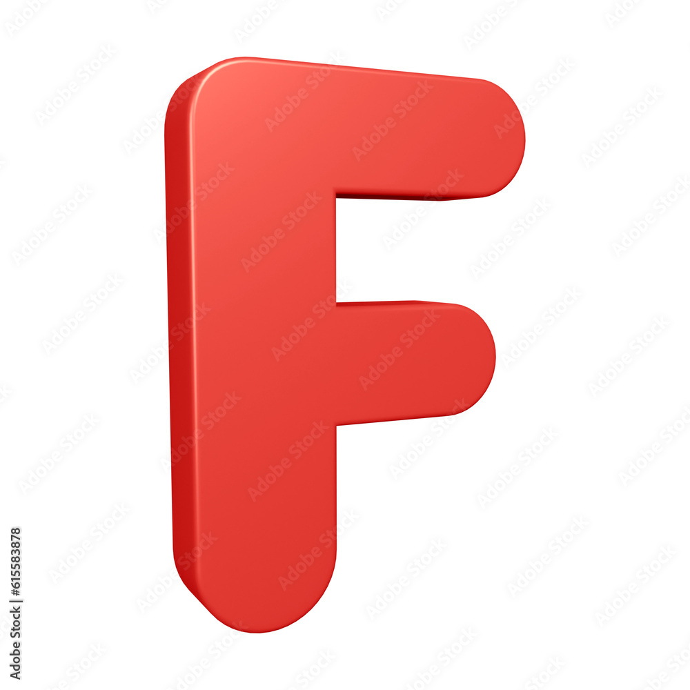 Red alphabet letter f in 3d rendering for education, text concept Red alphabet letter f in 3d rendering for education, text concept