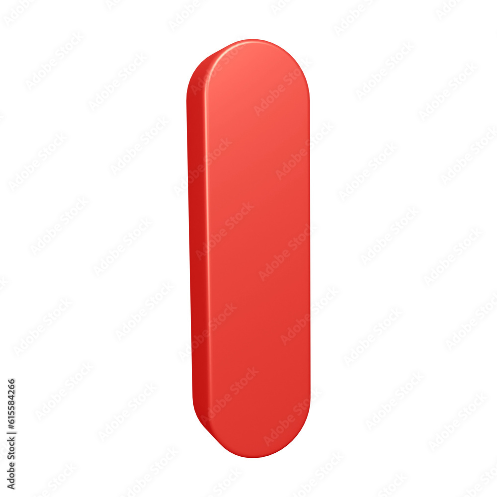 Red alphabet letter i in 3d rendering for education, text concept Red alphabet letter i in 3d rendering for education, text concept
