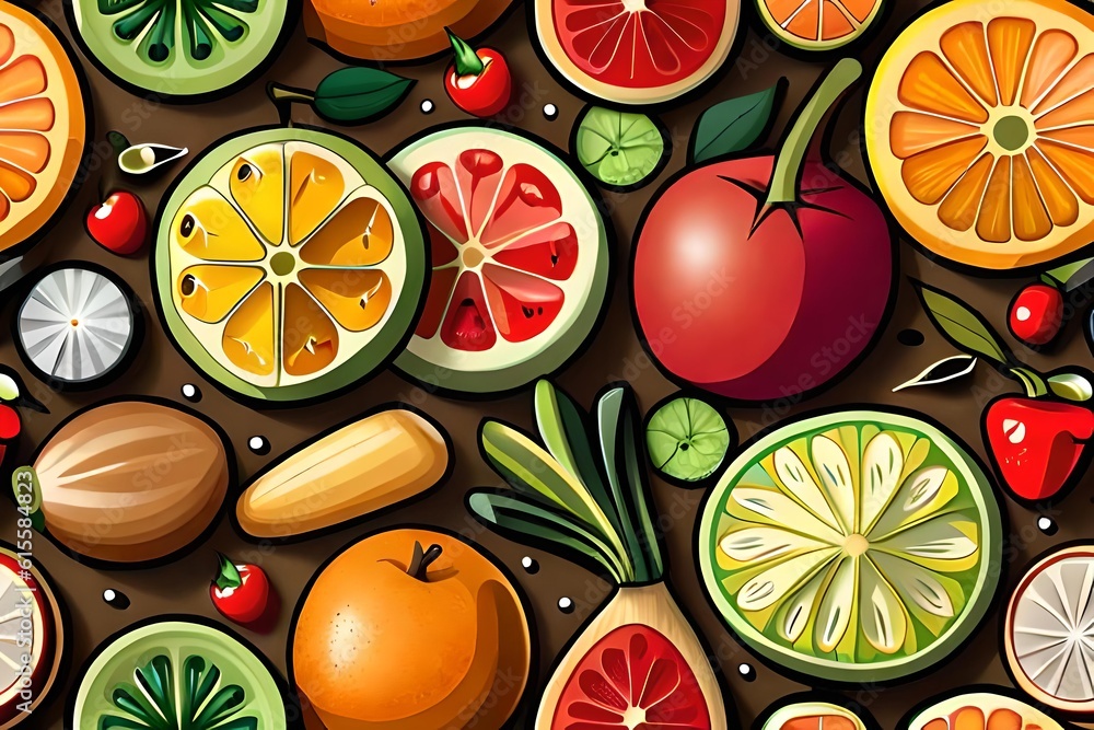 ai generated fruit and vegetables illustration ai generated fruit and vegetables illustration