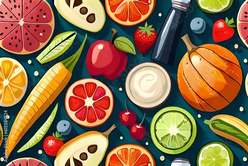 ai generated fruit and vegetables illustration 