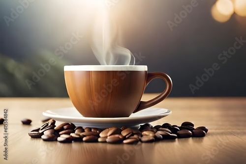 ai generated steaming cup of coffee image