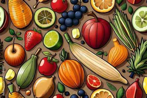 ai generated fruit and vegetables vector collection