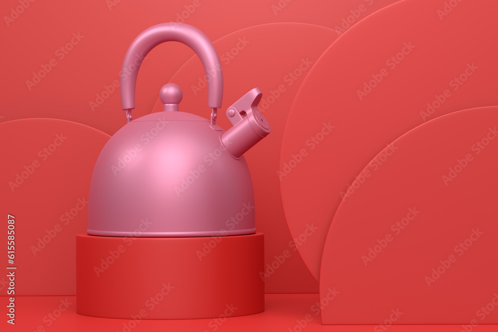 Abstract scene or podium with stovetop kettle on monochrome background