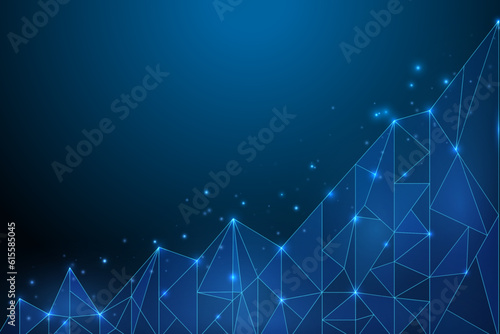 Business strategy growth digital technology. Stock trading. Digital graph chart increase. Business on successful. Low poly diagram wireframe.