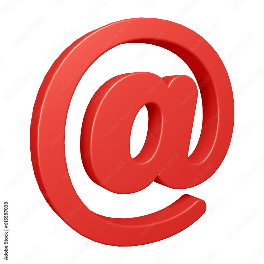 Fototapeta premium Red email or at symbol design in 3d rendering