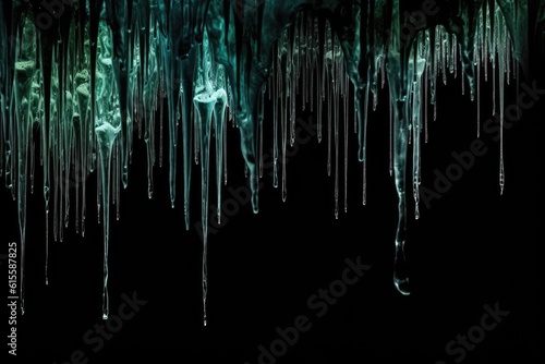 stunning display of icicles hanging from a frozen cave ceiling