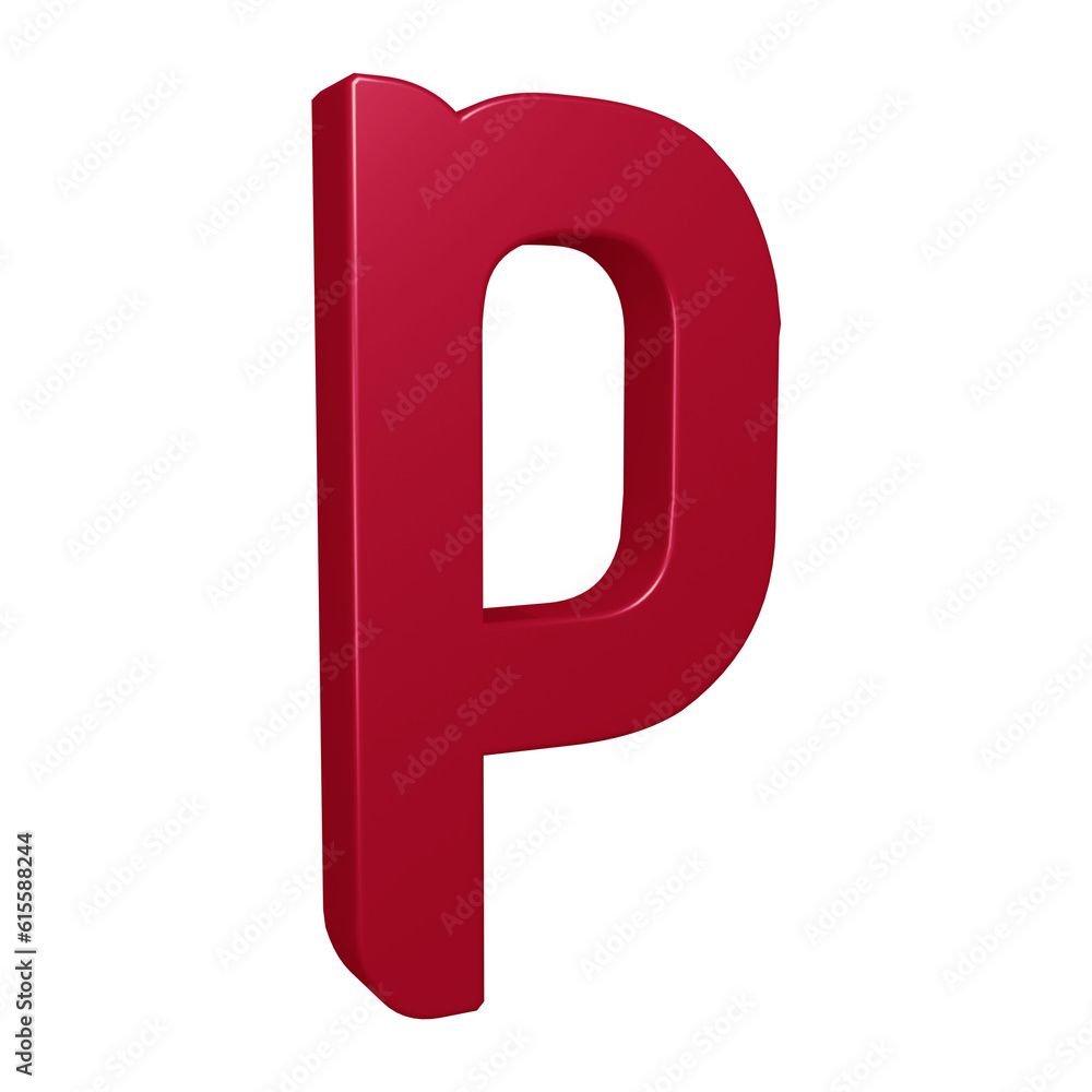 Alphabet letter p in 3d rendering for education, text concept Alphabet letter p in 3d rendering for education, text concept