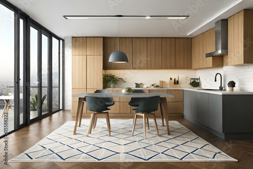 modern kitchen interior with kitchengenerated by AI technology 