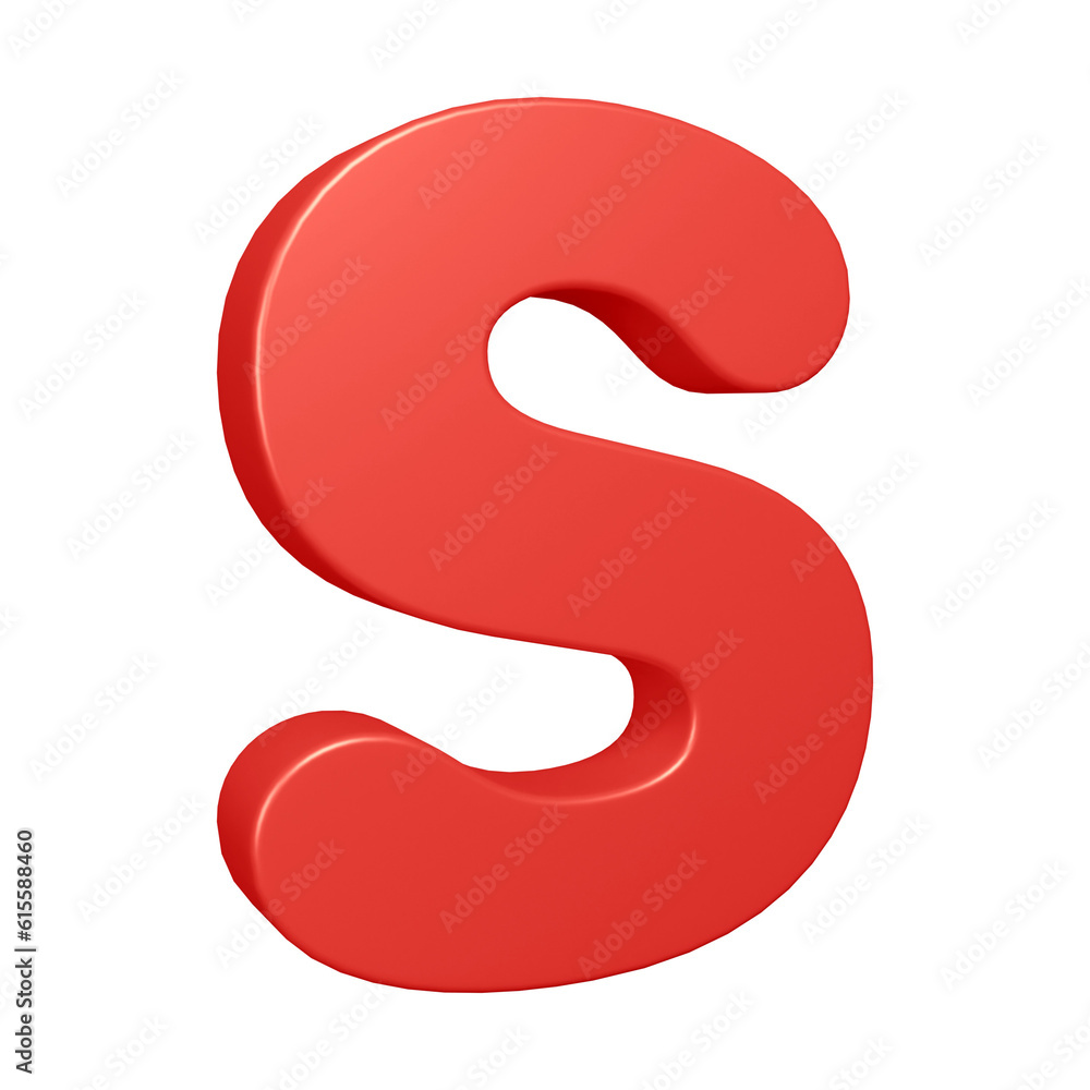 Red alphabet letter s in 3d rendering for education, text concept Red alphabet letter s in 3d rendering for education, text concept