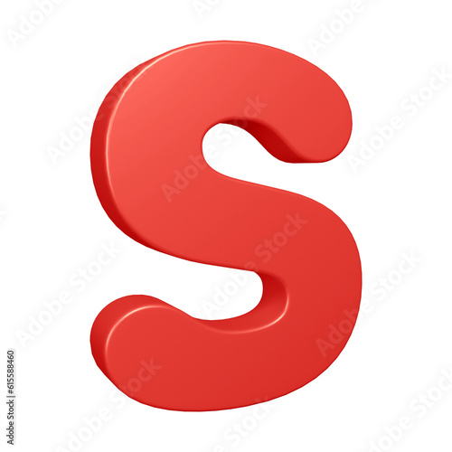 Red alphabet letter s in 3d rendering for education, text concept
