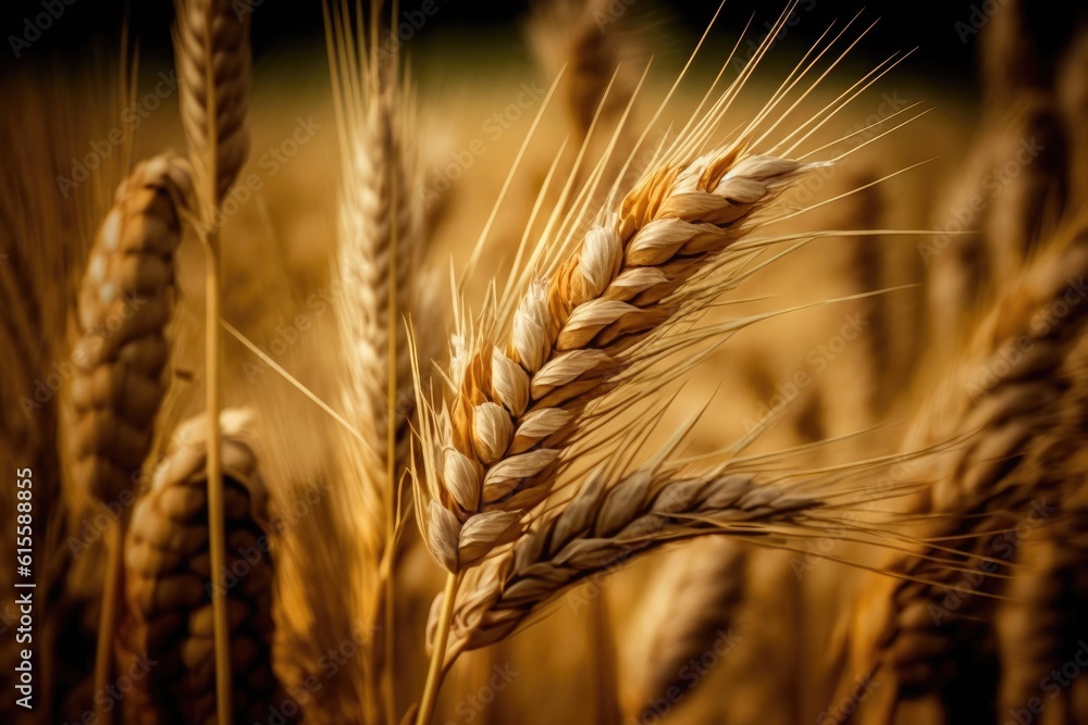 wheat plant in a golden field. Generative AI wheat plant in a golden field. Generative AI