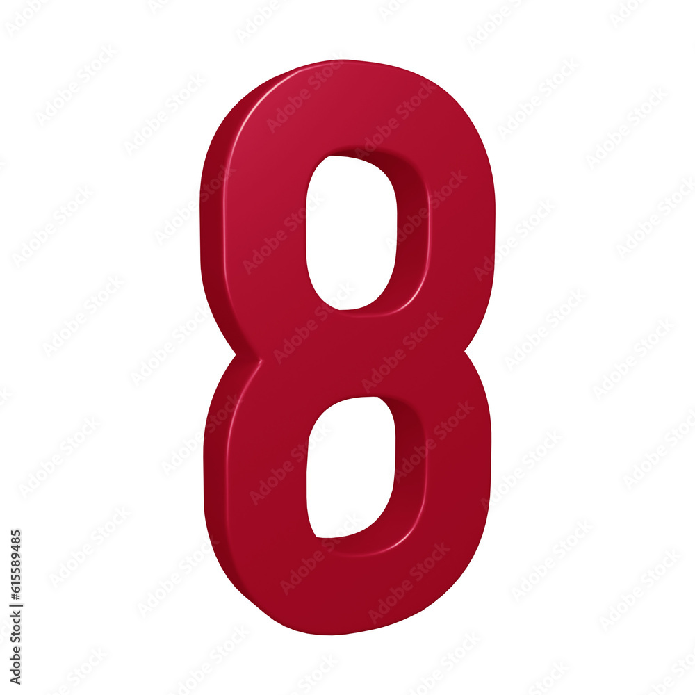 Number 8 in 3d rendering for math, business and education concept Number 8 in 3d rendering for math, business and education concept
