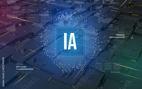Fotografie IA, concepto de inteligencia artificial, ilustración 3d