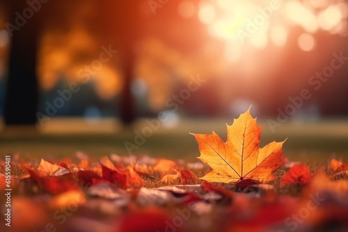 Beautiful autumn landscape with Colorful foliage in the park. Falling leaves natural background. High quality photo