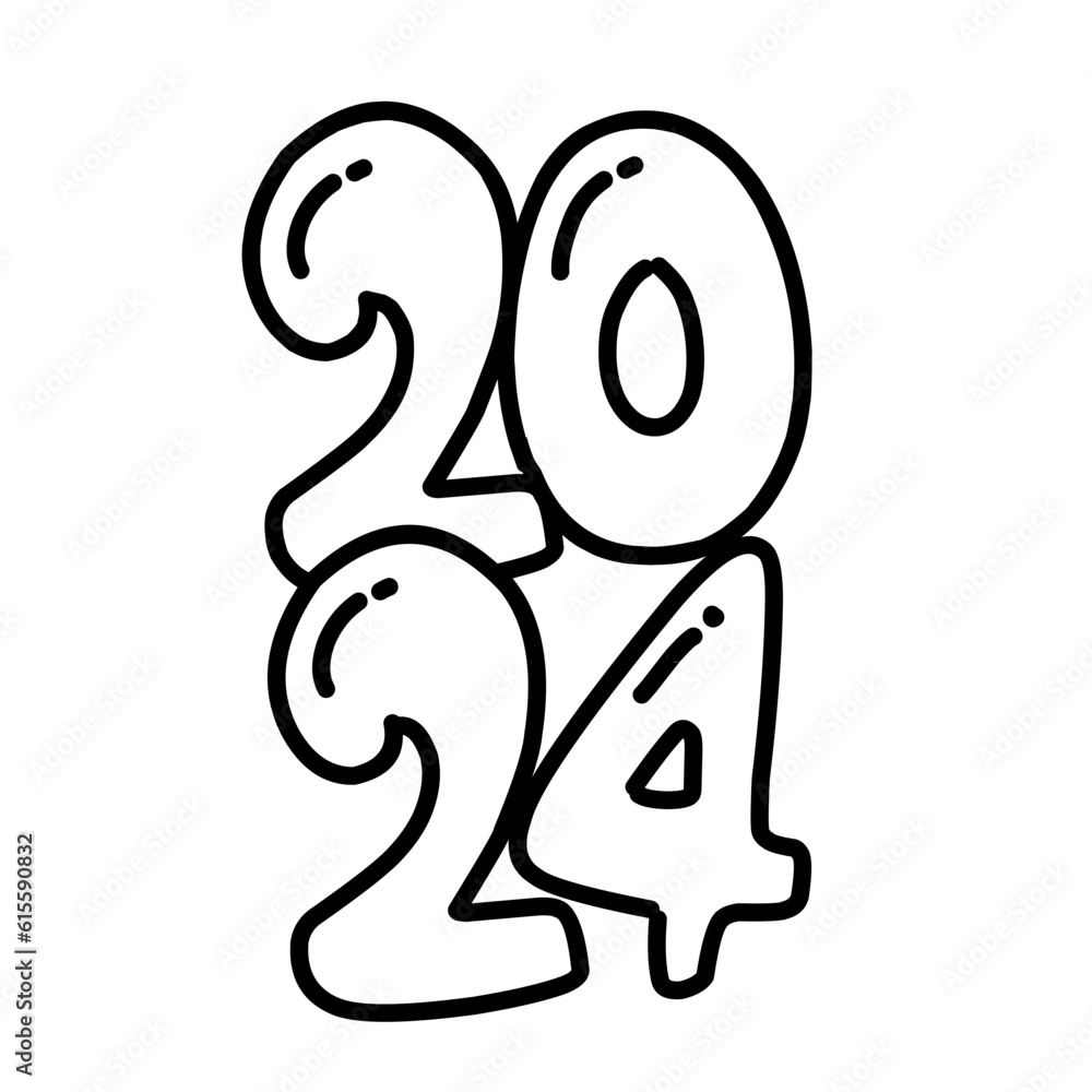 2024 new year doodle, 2024 handwritten Stock Vector Adobe Stock