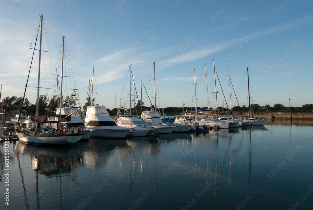Boats and Yachts Docked in Harbor