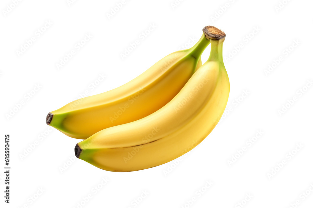Banana on white background. Fresh ripe bananas. Ai generative.