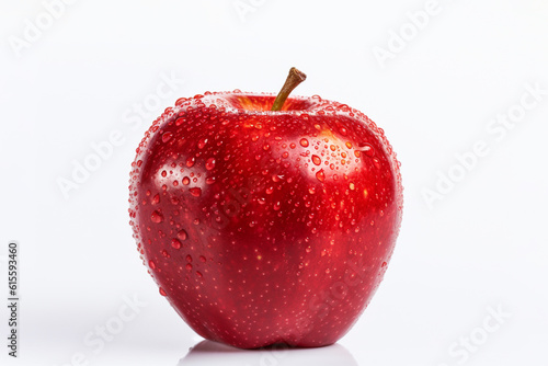 Red apple on a white background. Fresh red apple fruit. Ai generative.