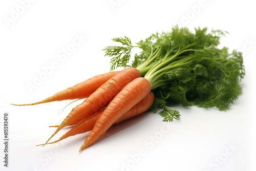 Fresh carrot on white background. Raw organic carrot vegetables. Ai generative.
