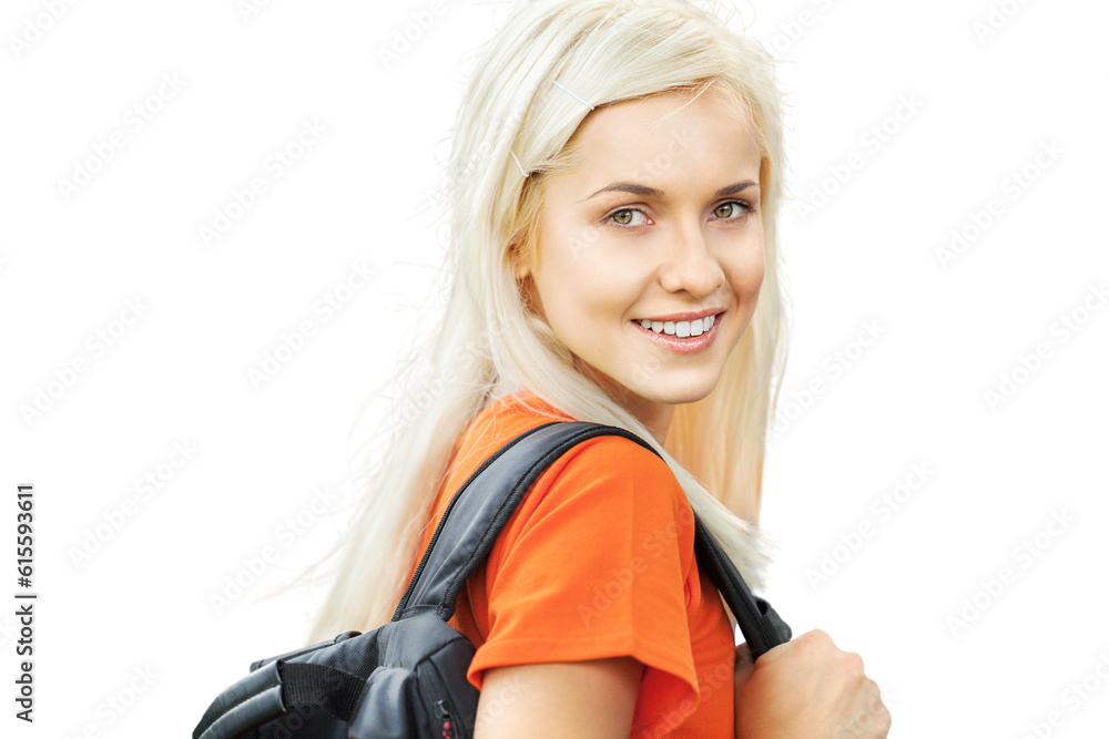 Portrait of a Smiling Student with Backpack Portrait of a Smiling Student with Backpack