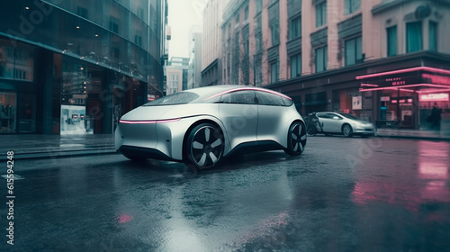  Artificial Intelligence technology in autonomous self-driving car. Futuristic Concept. Generative Ai technology. © Irina