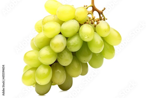 Illustration of fresh green grapes on a plain white background created with Generative AI technology