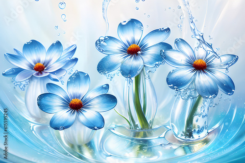 Niebieskie kwiaty. Generative AI © Iwona