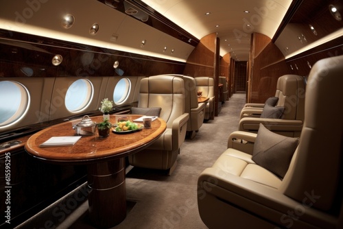Luxury Private Jet Interior. Illustration AI Generative © olegganko