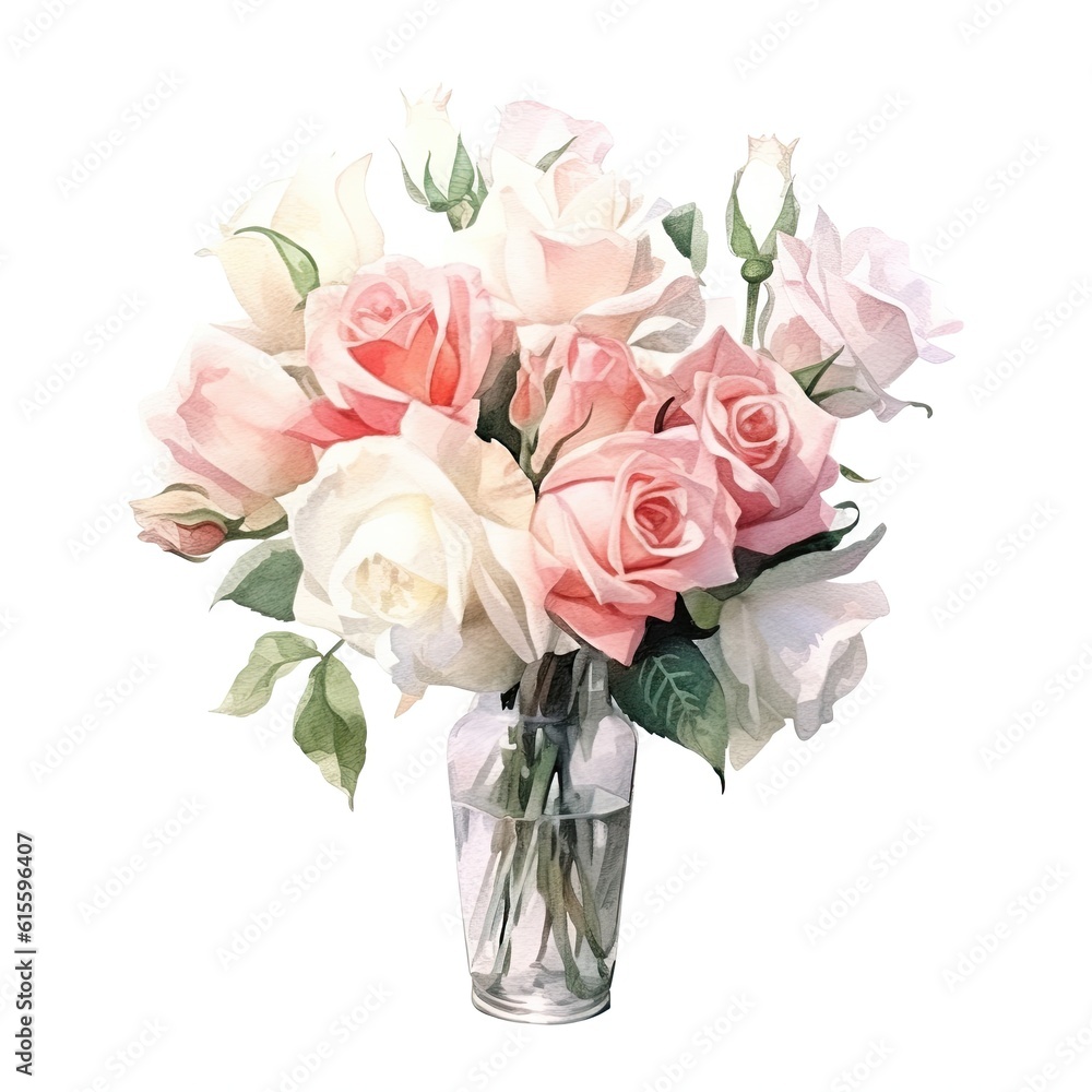 Cute wedding bouquet. Illustration AI Generative. Cute wedding bouquet. Illustration AI Generative.