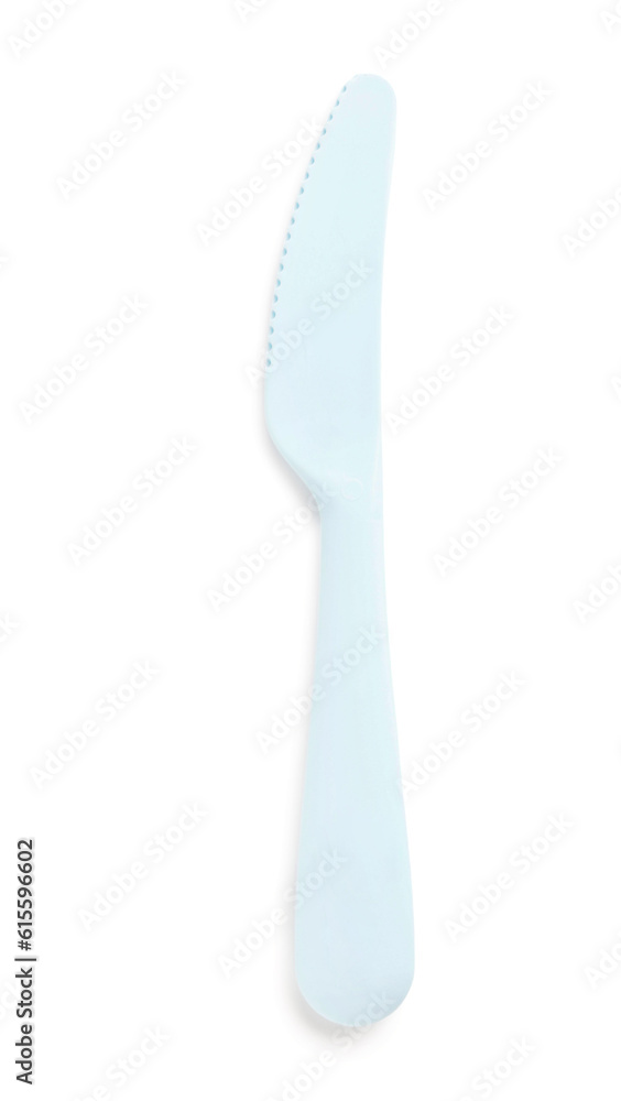Plastic baby knife on white background Plastic baby knife on white background