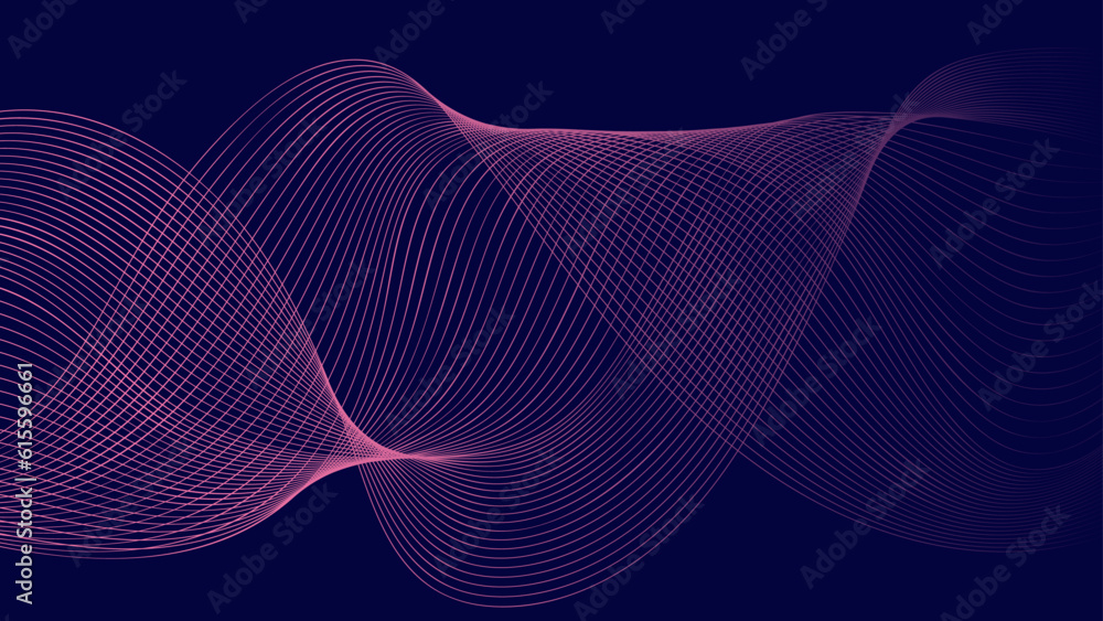 Abstract motion wave lines vector background in purple